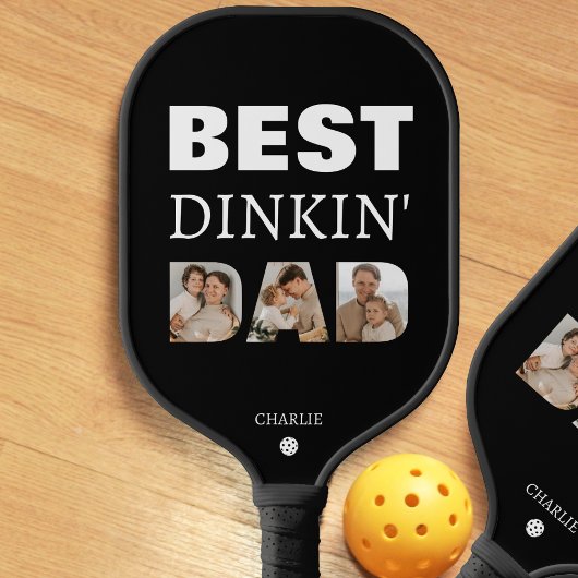 Beste Dinkin Papa Fotocollage Vaderdag Pickleball Paddle