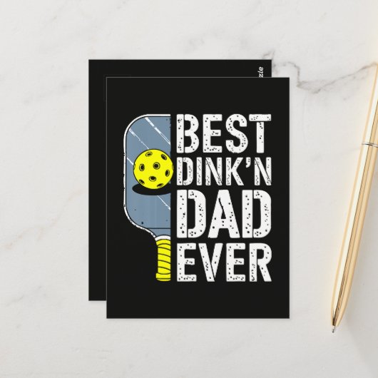 Beste Dink'N Papa Ooit Pickleball Briefkaart (Voorkant / Achterkant in situ)