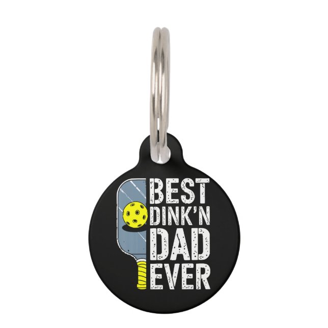 Beste Dink'N Papa Ooit Pickleball Huisdierpenning (Voorkant)