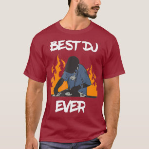 Beste DJ Ever Hip Hop Platenspeler en Flames Cool T-shirt