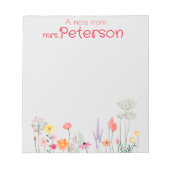 Beste docent Floral madeliefje waterverf Notitieblok (Voorkant)