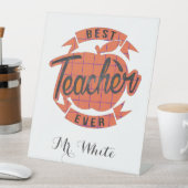 Beste docent ooit cadeau gepersonaliseerd reclamebord met voetstuk (Insitu)