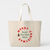 Beste docent ooit Kerstcadeau Bedankt Grote Tote Bag (Achterkant)