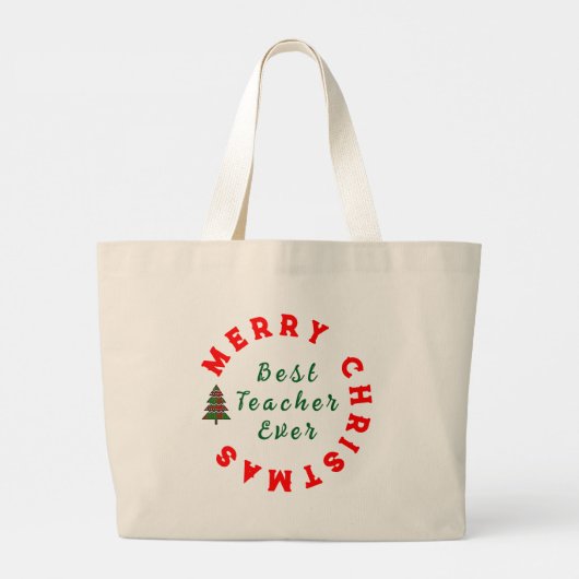 Beste docent ooit Kerstcadeau Bedankt Grote Tote Bag (Achterkant)