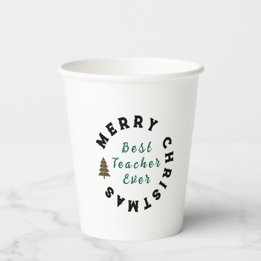 Beste docent ooit Kerstcadeau Bedankt Papieren Bekers (Achterkant)