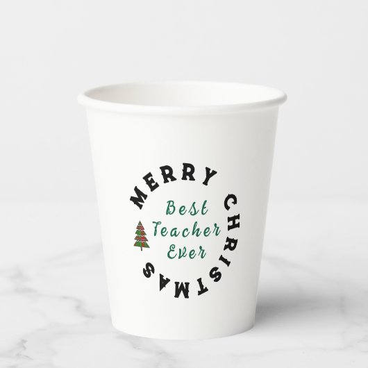 Beste docent ooit Kerstcadeau Bedankt Papieren Bekers (Voorkant)
