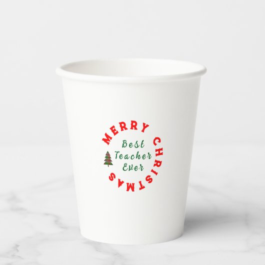 Beste docent ooit Kerstcadeau Bedankt Papieren Bekers (Voorkant)