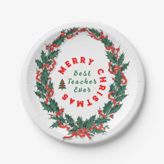 Beste docent ooit Kerstcadeau Bedankt Papieren Bordje (Voorkant)