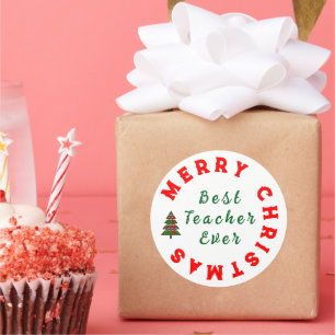 Beste docent ooit Kerstcadeau Bedankt Ronde Sticker