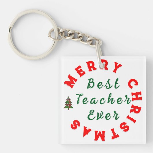 Beste docent ooit Kerstcadeau Bedankt Sleutelhanger (voorkant)