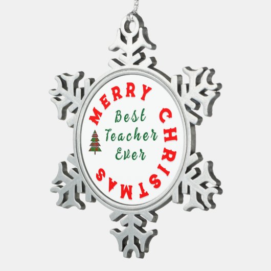 Beste docent ooit Kerstcadeau Bedankt Tin Sneeuwvlok Ornament (Rechts)