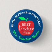 Beste docent ooit Pin Buttonnen (blauw) Ronde Button 3,2 Cm (Voorkant)