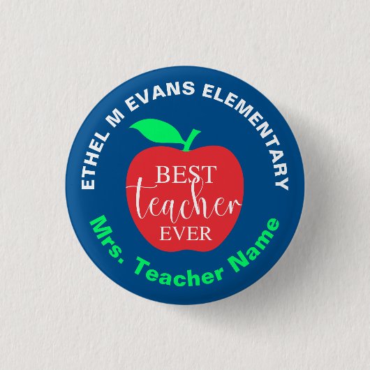 Beste docent ooit Pin Buttonnen (blauw) Ronde Button 3,2 Cm (Voorkant)