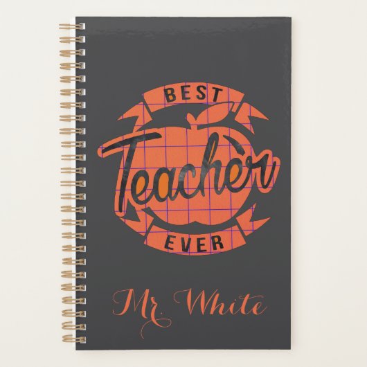Beste docent ooit retro gepersonaliseerd cadeau planner (Voorkant)