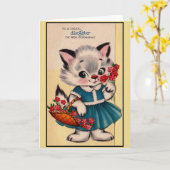 Beste Dochter Kat Verjaardag Kaart (Gele Bloem)