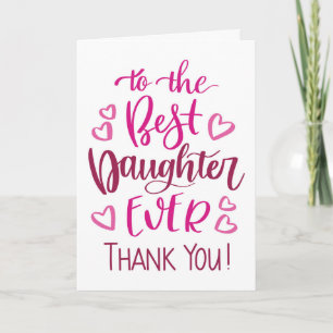 Beste dochter ooit Bedankt typografie in roze Kaart