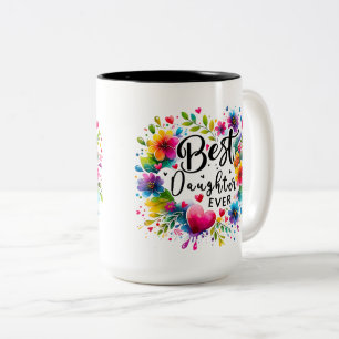 Beste dochter ooit bloemenmok tweekleurige koffiemok