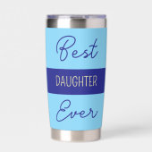 Beste dochter ooit gerbera bloemen blauw geïsoleerde drinkbeker (Voorkant)