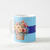 Beste dochter ooit gerbera bloemen blauw koffiemok (Voorkant links)