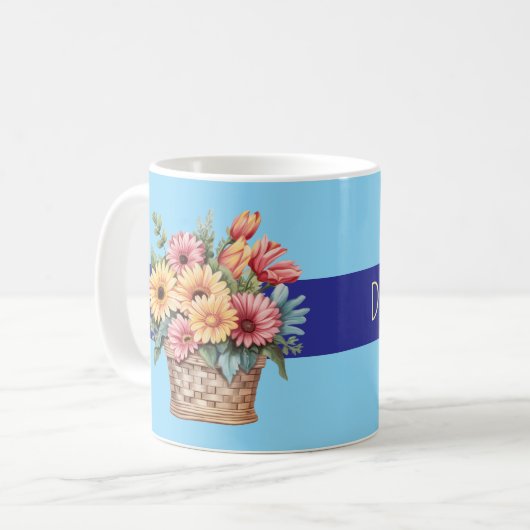 Beste dochter ooit gerbera bloemen blauw koffiemok (Voorkant links)