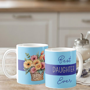 Beste dochter ooit gerbera bloemen blauw koffiemok