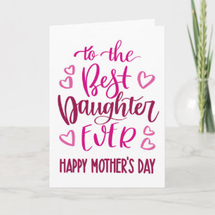 Beste dochter ooit Moederdag typografie in roze Kaart