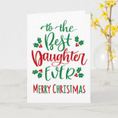 Beste dochter ooit vrolijke kerst typografie kaart (Gele Bloem)