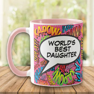 Beste dochter ter wereld Leuke moderne retro strip Mok