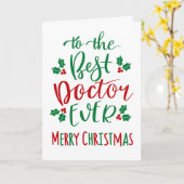 Beste Doctor Ever Merry Christmas Typografie Kaart (Gele Bloem)
