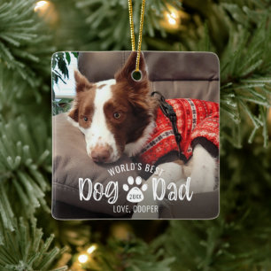 BESTE DOG DAD 2-foto's Pauw Print Keepomwille Keramisch Ornament
