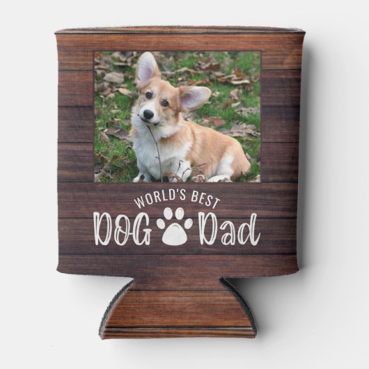 BESTE DOG DAD 2-foto's ter wereld schilderen print Blikjeskoeler (Voorkant)