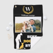 Beste Dog Dad By Par Met Aangepaste Foto & Monogra Golfhanddoek (Insitu)
