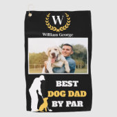 Beste Dog Dad By Par Met Aangepaste Foto & Monogra Golfhanddoek (Voorkant)