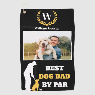 Beste Dog Dad By Par Met Aangepaste Foto & Monogra Golfhanddoek