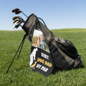 Beste Dog Dad By Par Met Aangepaste Foto & Monogra Golfhanddoek (Groen)