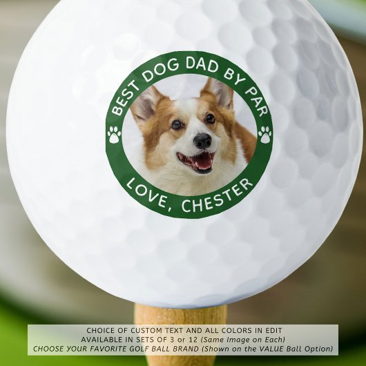 BESTE DOG DAD DOOR PAR Paw Print Green Golfballen