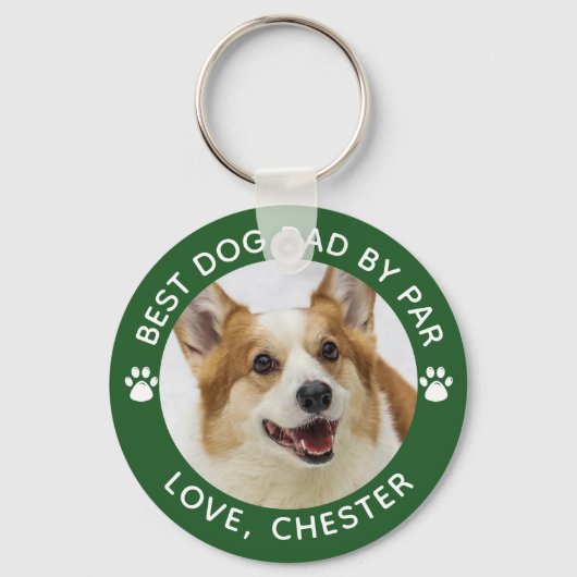 BESTE DOG DAD DOOR PAR Paw Print Green Sleutelhanger (Voorkant)