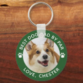 BESTE DOG DAD DOOR PAR Paw Print Green Sleutelhanger (Voorkant)