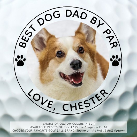 BESTE DOG DAD DOOR PAR Paw Print Photo Golfballen