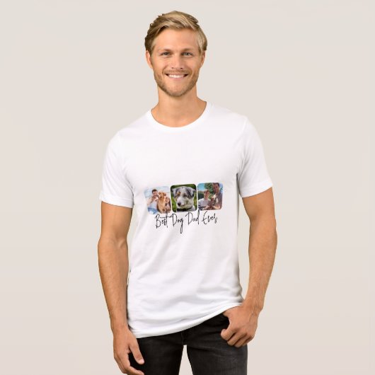 Beste Dog Dad Ever - Aangepaste 3-foto collage Tri-Blend Shirt (Voorkant volledig)