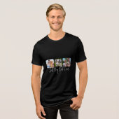 Beste Dog Dad Ever - Aangepaste 3-foto collage Tri-Blend Shirt (Voorkant volledig)