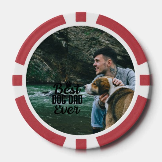 Beste Dog Dad Gepersonaliseerde Foto Vaderdag Poker Chips (Voorkant)