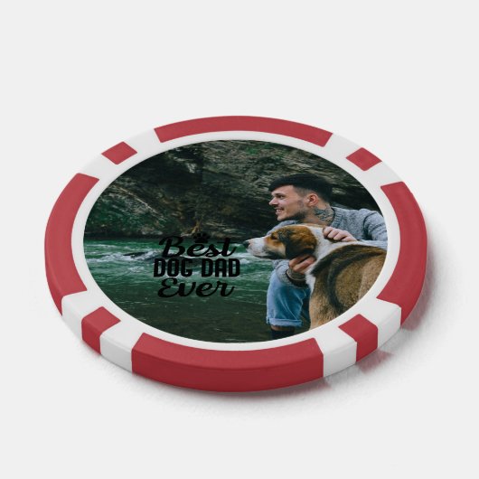 Beste Dog Dad Gepersonaliseerde Foto Vaderdag Poker Chips (Enkel)