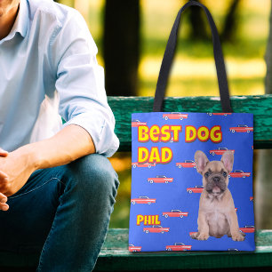 Beste Dog Dad Gift - Custom Pet Photo Vaderdag Tote Bag