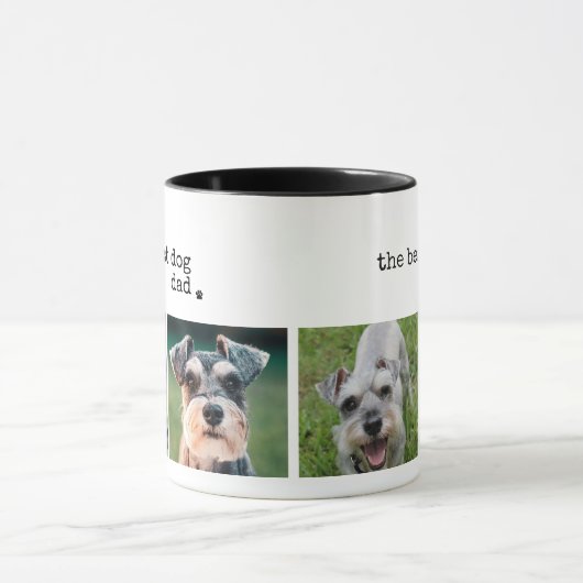 Beste Dog Dad Moderne Minimalistische 4 Foto Mok (Midden)