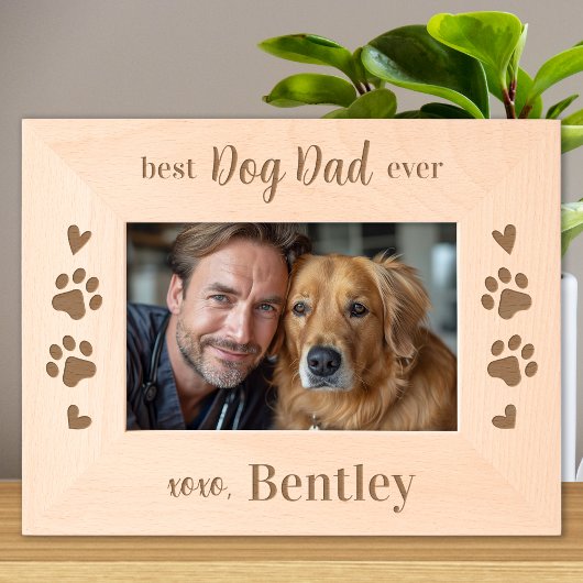 Beste Dog DAD ooit - Gepersonaliseerd Houten Afbee Gegraveerde Lijstjes