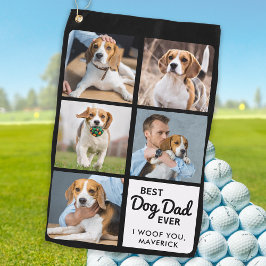 Beste DOG DAD ooit - Golfer - Persoonlijke 5 foto Golfhanddoek