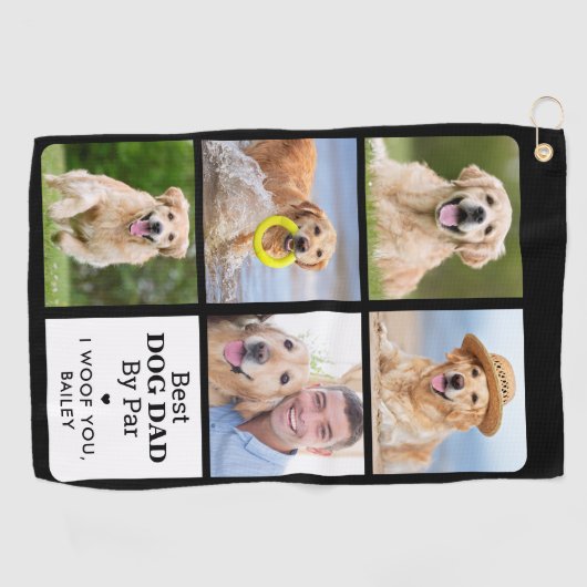 Beste DOG DAD op basis van Par - persoonlijke 5 fo Golfhanddoek (Horizontaal)