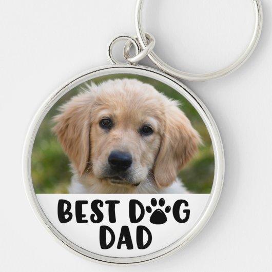 BESTE DOG DAD Paw Print Foto aangepast Sleutelhanger (Voorkant)