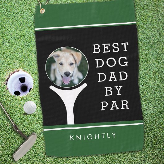 BESTE DOG DAD VAN PAR Foto gepersonaliseerd zwart- Golfhanddoek